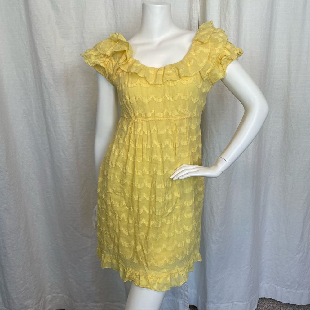 JUICY COUTURE- Vintage Yellow Ruffle 100% Cotton Mini Dress Size 4